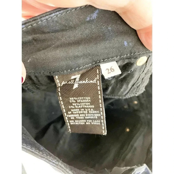 7 FOR ALL MANKIND Coated Crinkled skinny jeans size 26 - Picture 9 of 11